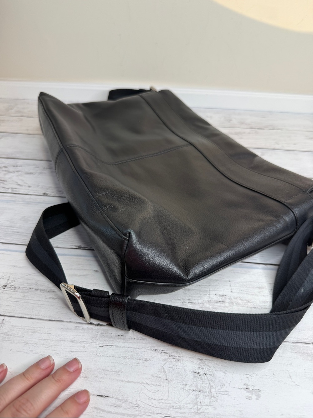 Coach Black Leather Messenger Satchel - Picture 3 of 5